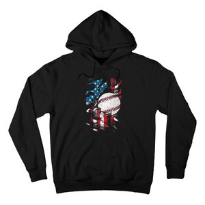 Patriotic Baseball 4th Of July USA American Flag Hoodie