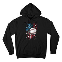 Patriotic Baseball 4th Of July USA American Flag Hoodie