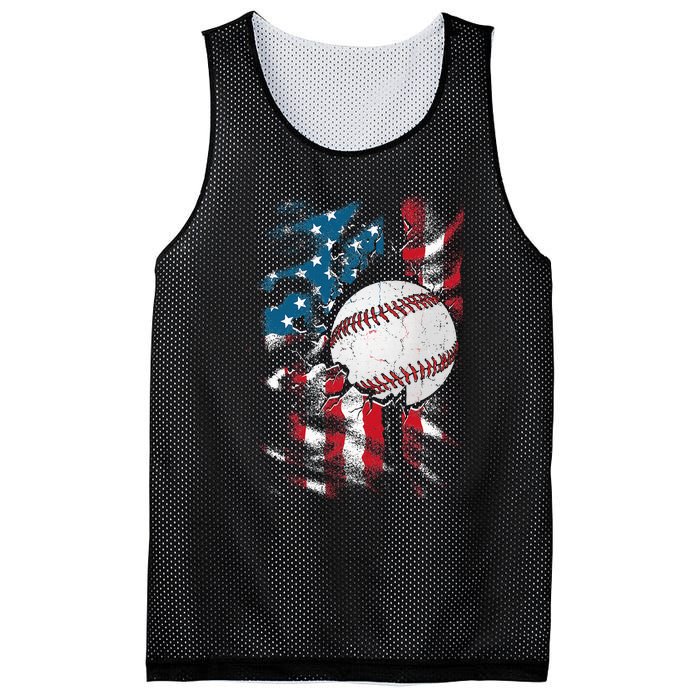 Patriotic Baseball 4th Of July USA American Flag Mesh Reversible Basketball Jersey Tank