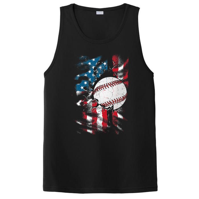 Patriotic Baseball 4th Of July USA American Flag PosiCharge Competitor Tank