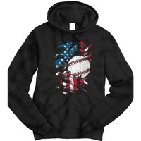 Patriotic Baseball 4th Of July USA American Flag Tie Dye Hoodie