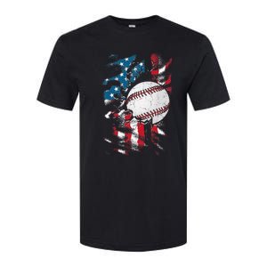 Patriotic Baseball 4th Of July USA American Flag Softstyle CVC T-Shirt