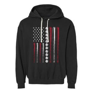 Patriotic Baseball 4th Of July Men USA American Flag Garment-Dyed Fleece Hoodie