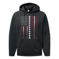 Patriotic Baseball 4th Of July Men USA American Flag Performance Fleece Hoodie