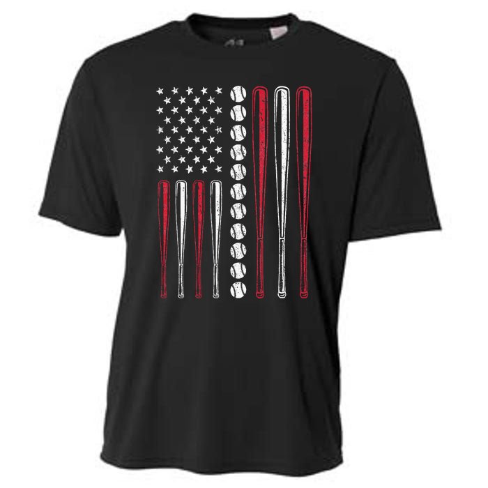 Patriotic Baseball 4th Of July Men USA American Flag Cooling Performance Crew T-Shirt