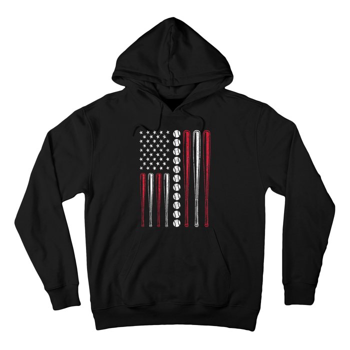 Patriotic Baseball 4th Of July Men USA American Flag Hoodie