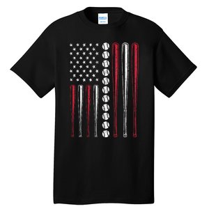 Patriotic Baseball 4th Of July Men USA American Flag Tall T-Shirt