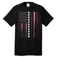 Patriotic Baseball 4th Of July Men USA American Flag Tall T-Shirt