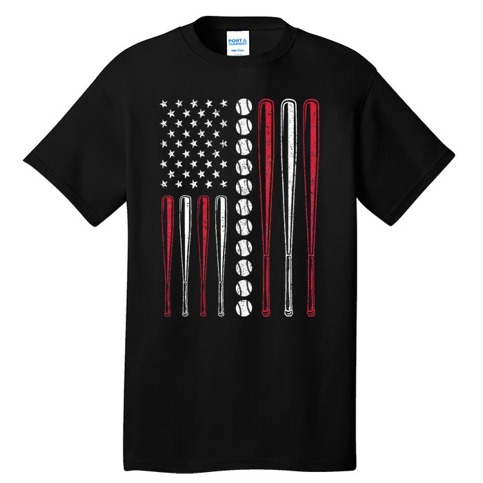 Patriotic Baseball 4th Of July Men USA American Flag Tall T-Shirt