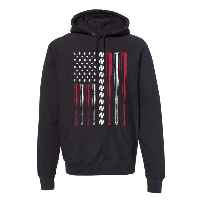 Patriotic Baseball 4th Of July Men USA American Flag Premium Hoodie