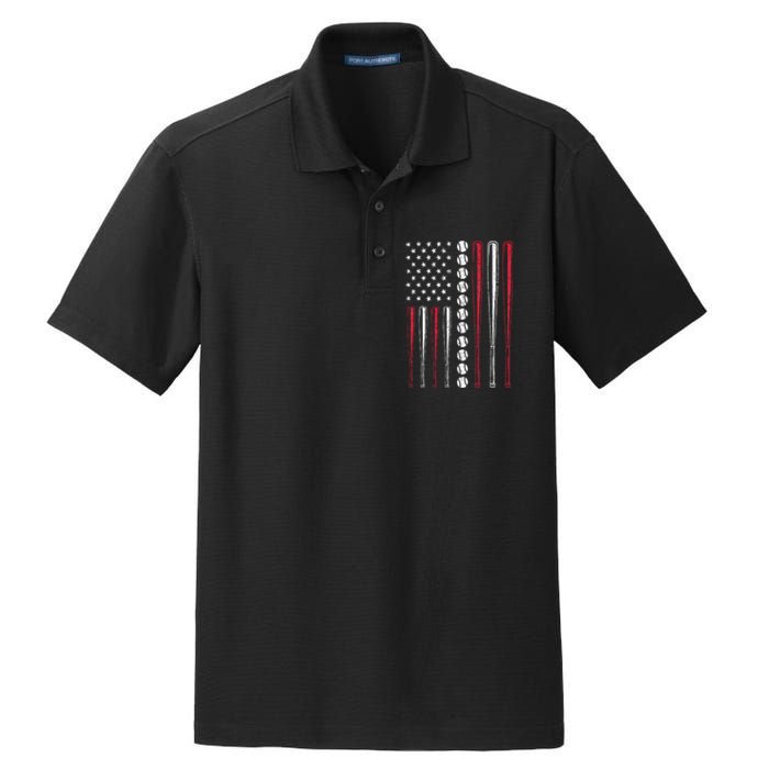 Patriotic Baseball 4th Of July Men USA American Flag Dry Zone Grid Polo