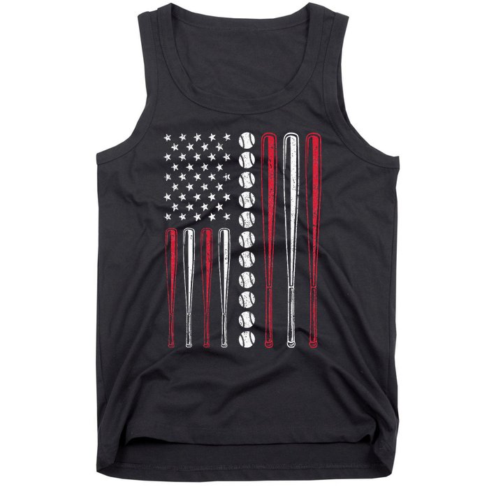 Patriotic Baseball 4th Of July Men USA American Flag Tank Top