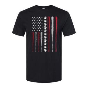 Patriotic Baseball 4th Of July Men USA American Flag Softstyle CVC T-Shirt