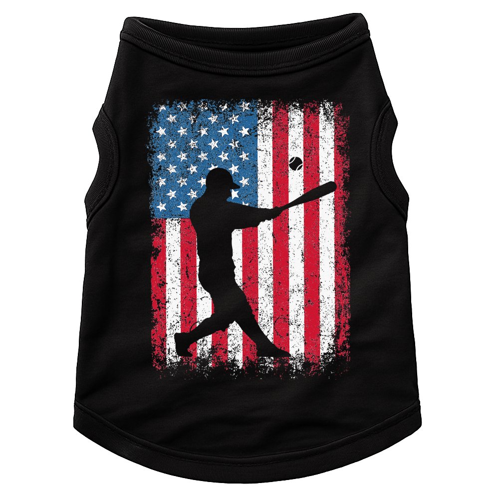 Patriotic Baseball 4th Of July Men USA American Flag Doggie Tank