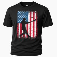Patriotic Baseball 4th Of July Men USA American Flag Cooling Performance Crew T-Shirt
