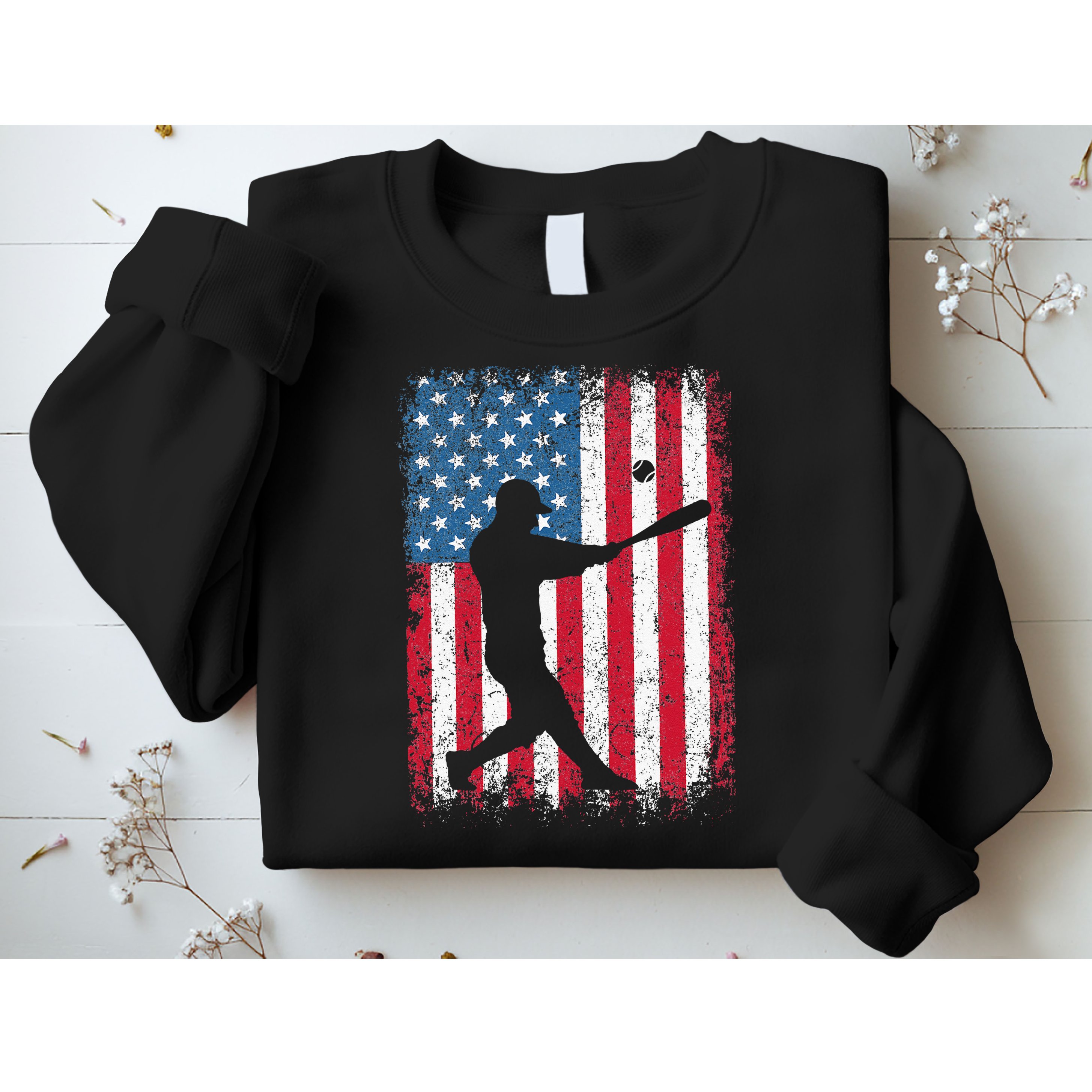 Patriotic Baseball 4th Of July Men USA American Flag Sweatshirt