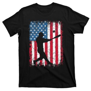 Patriotic Baseball 4th Of July Men USA American Flag T-Shirt