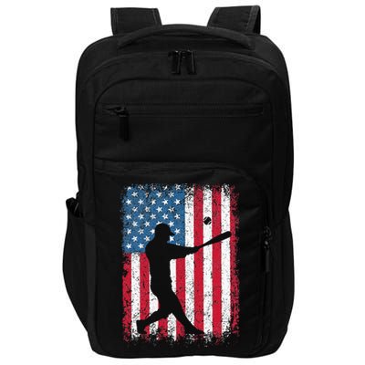 Patriotic Baseball 4th Of July Men USA American Flag Impact Tech Backpack