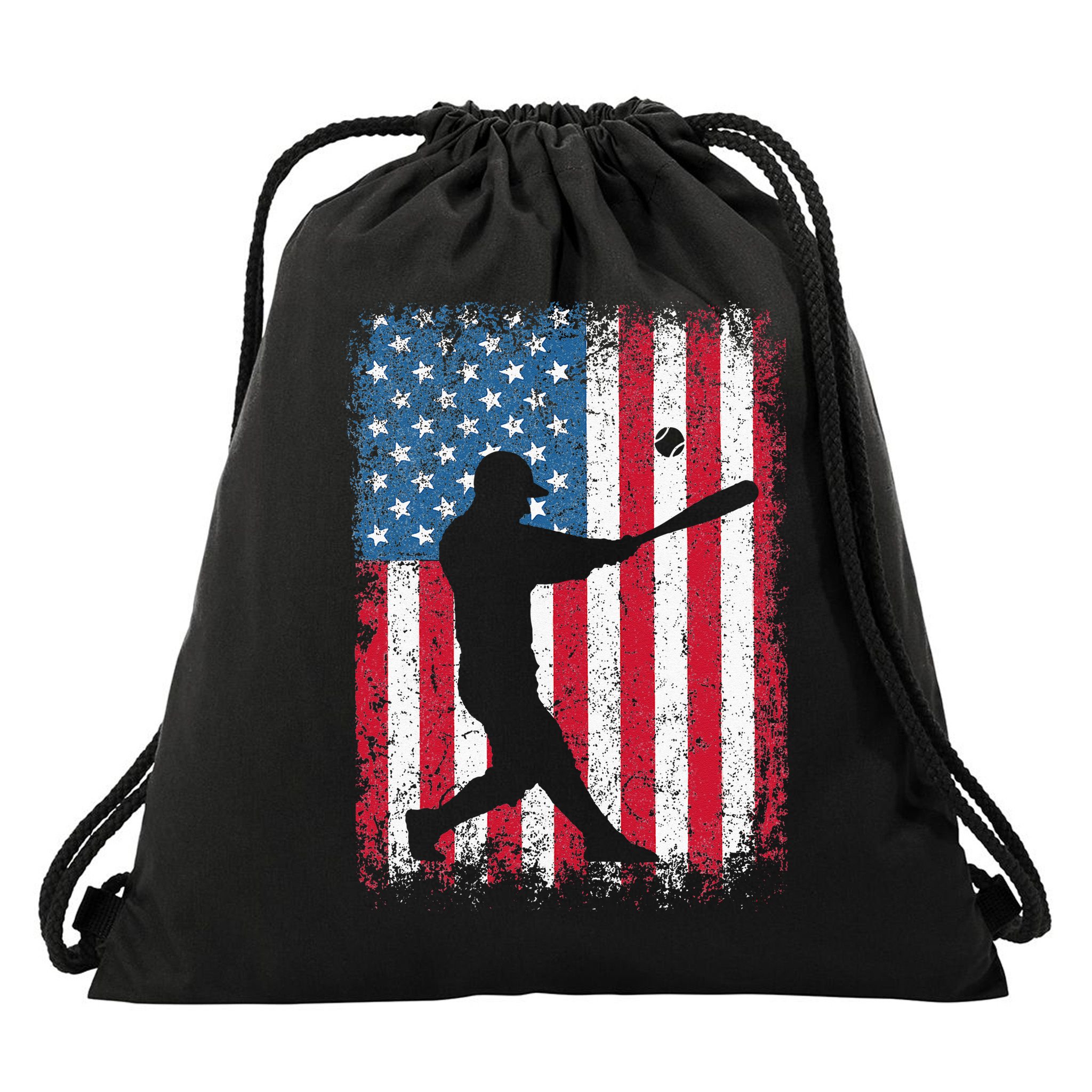 Patriotic Baseball 4th Of July Men USA American Flag Drawstring Bag