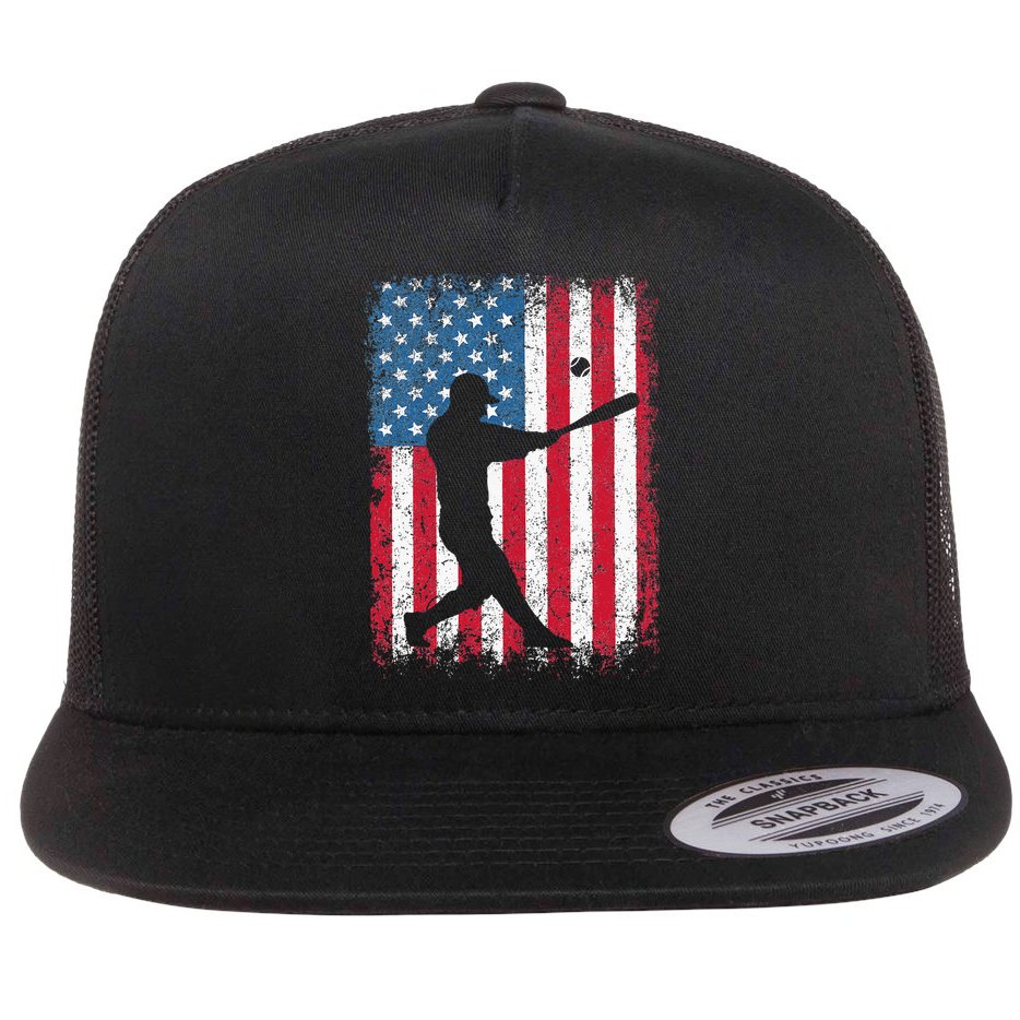 Patriotic Baseball 4th Of July Men USA American Flag Flat Bill Trucker Hat