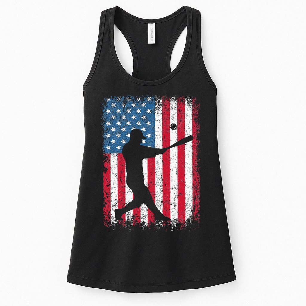 Patriotic Baseball 4th Of July Men USA American Flag Womens Tank Top