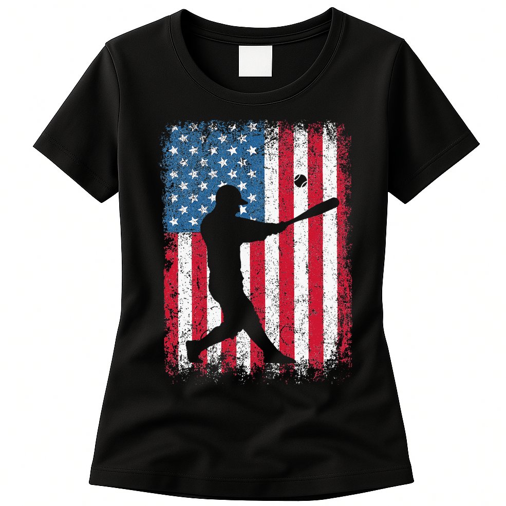 Patriotic Baseball 4th Of July Men USA American Flag Womens T-Shirt
