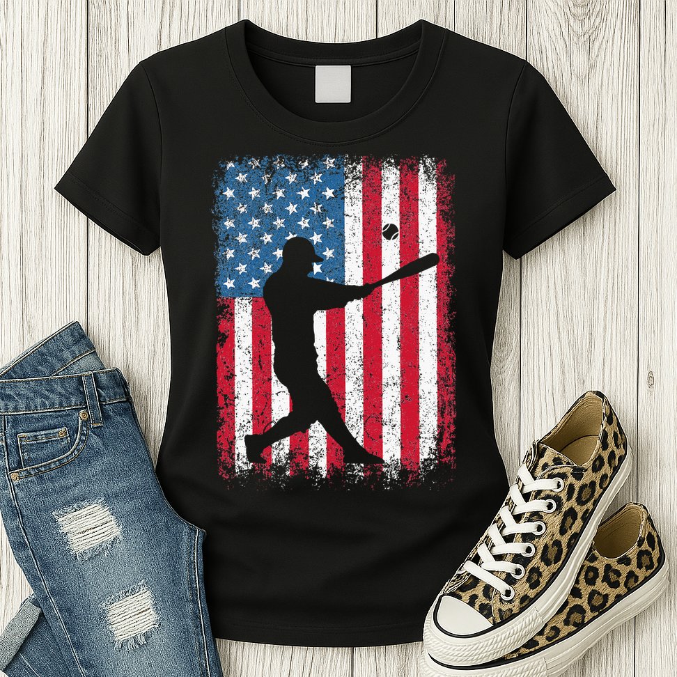 Patriotic Baseball 4th Of July Men USA American Flag Womens T-Shirt