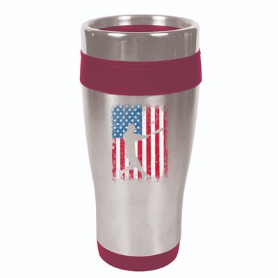Patriotic Baseball 4th Of July Men USA American Flag 16oz Travel Tumbler