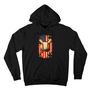 Patriotic Baseball 4th Of July USA American Flag Hoodie