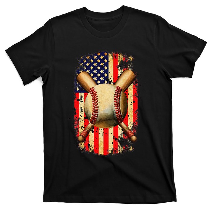 Patriotic Baseball 4th Of July USA American Flag T-Shirt