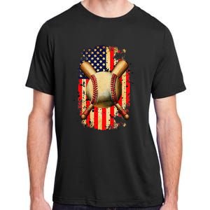 Patriotic Baseball 4th Of July USA American Flag Adult ChromaSoft Performance T-Shirt