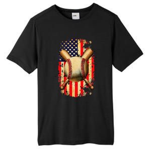 Patriotic Baseball 4th Of July USA American Flag Tall Fusion ChromaSoft Performance T-Shirt