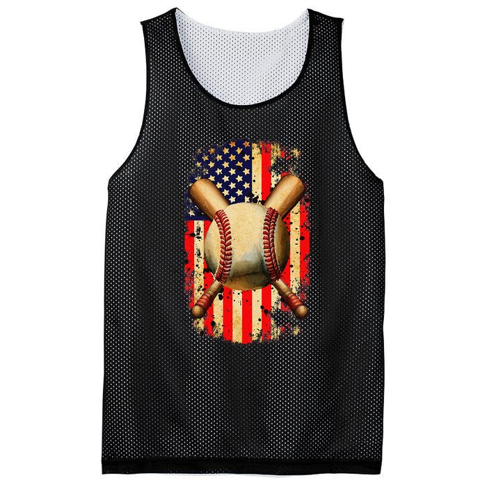 Patriotic Baseball 4th Of July USA American Flag Mesh Reversible Basketball Jersey Tank