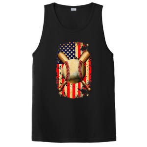 Patriotic Baseball 4th Of July USA American Flag PosiCharge Competitor Tank