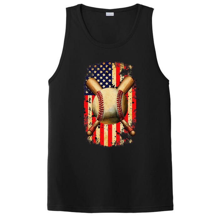 Patriotic Baseball 4th Of July USA American Flag PosiCharge Competitor Tank