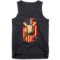 Patriotic Baseball 4th Of July USA American Flag Tank Top