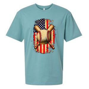 Patriotic Baseball 4th Of July USA American Flag Sueded Cloud Jersey T-Shirt