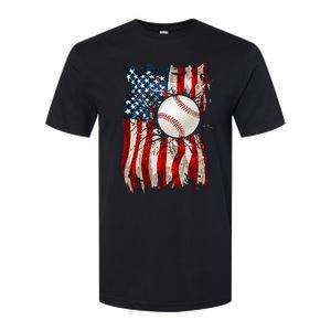 Patriotic Baseball 4th Of July USA American Flag Softstyle CVC T-Shirt