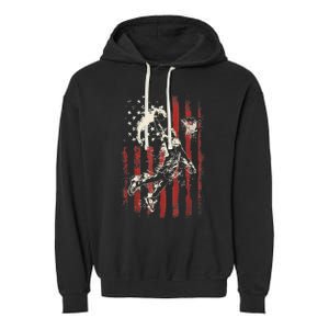 Patriotic Basketball 4th Of July Usa American Flag Garment-Dyed Fleece Hoodie