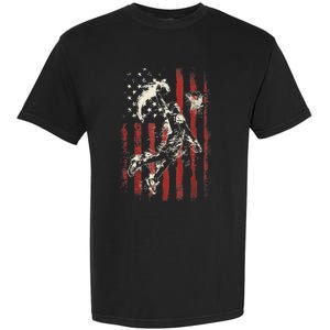 Patriotic Basketball 4th Of July Usa American Flag Garment-Dyed Heavyweight T-Shirt