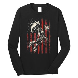 Patriotic Basketball 4th Of July Usa American Flag Long Sleeve Shirt