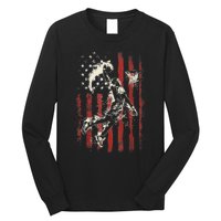 Patriotic Basketball 4th Of July Usa American Flag Long Sleeve Shirt