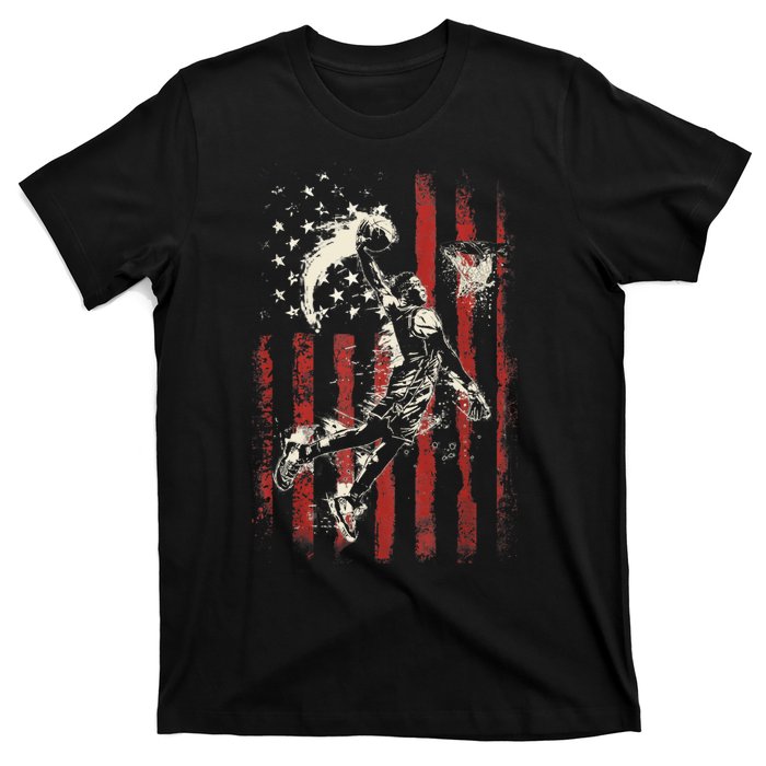 Patriotic Basketball 4th Of July Usa American Flag T-Shirt