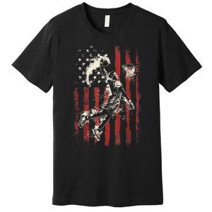 Patriotic Basketball 4th Of July Usa American Flag Premium T-Shirt