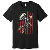 Patriotic Basketball 4th Of July Usa American Flag Premium T-Shirt