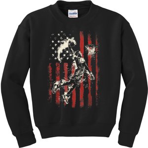 Patriotic Basketball 4th Of July Usa American Flag Kids Sweatshirt