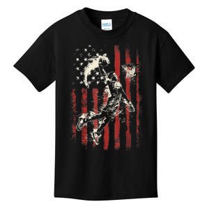 Patriotic Basketball 4th Of July Usa American Flag Kids T-Shirt