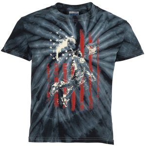 Patriotic Basketball 4th Of July Usa American Flag Kids Tie-Dye T-Shirt