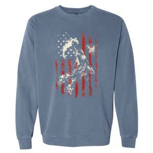 Patriotic Basketball 4th Of July Usa American Flag Garment-Dyed Sweatshirt