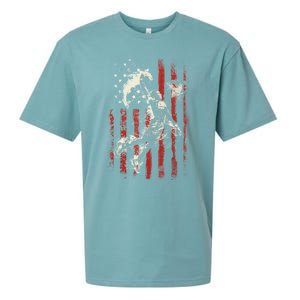 Patriotic Basketball 4th Of July Usa American Flag Sueded Cloud Jersey T-Shirt